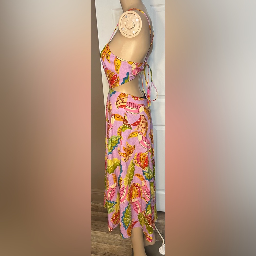 NWOT FARM RIO Lilac Beaks and Bananas Midi Dress - Size XS $199 - Picture 7 of 17